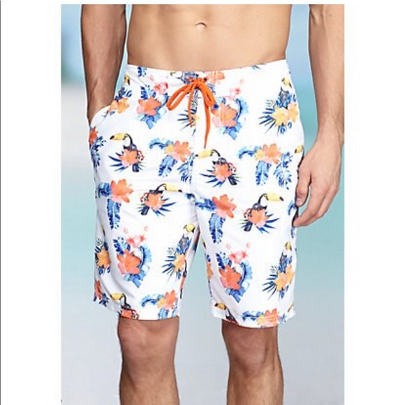 Red Camel Other - Red Camel white floral toucan swim board shorts 34